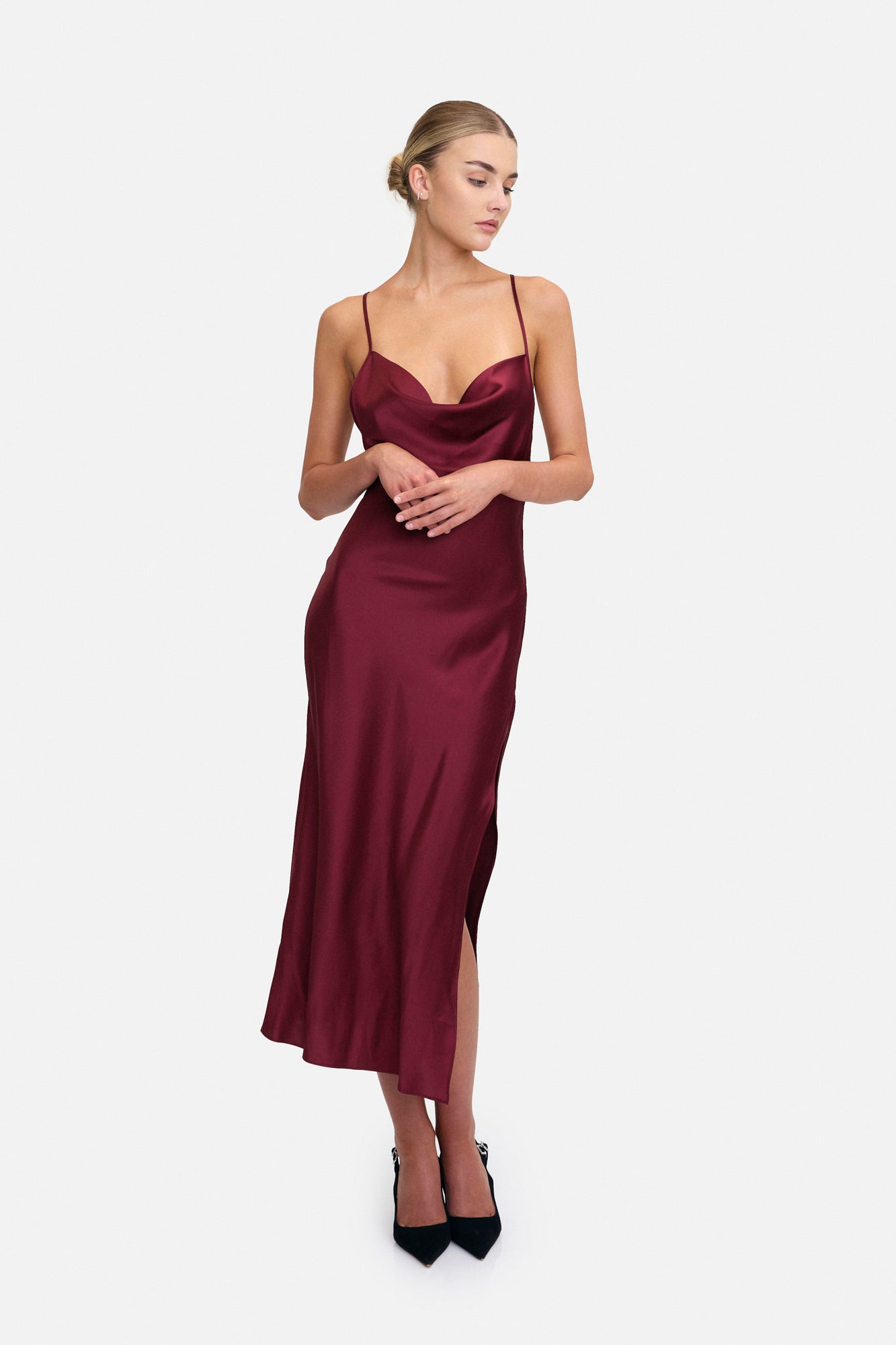 Averie Slip Silk Midi Dress