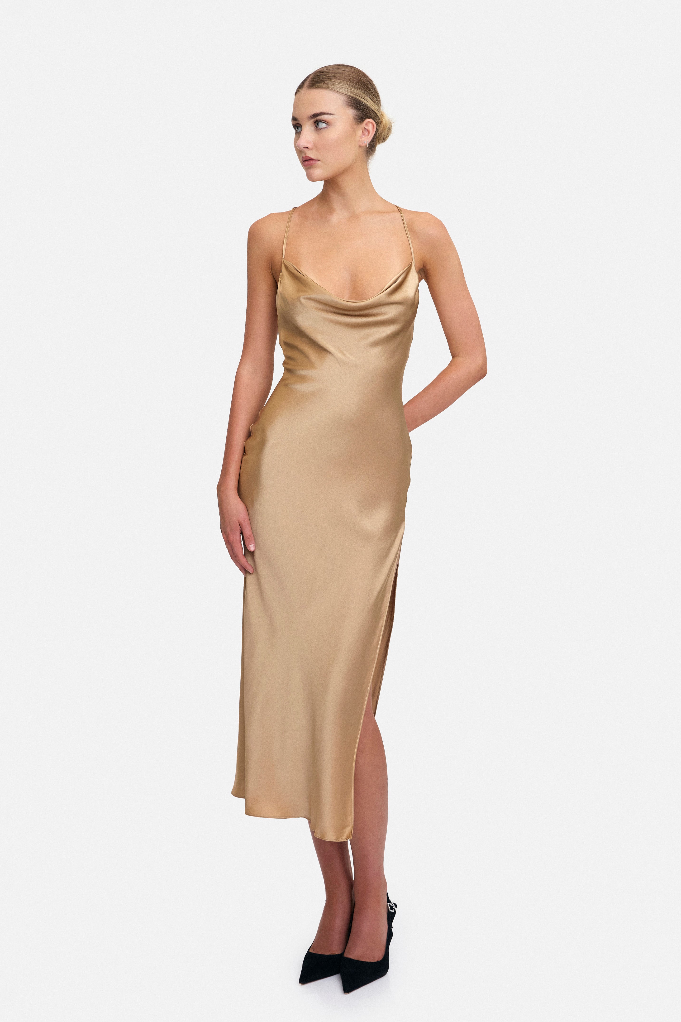 Averie Slip Silk Midi Dress